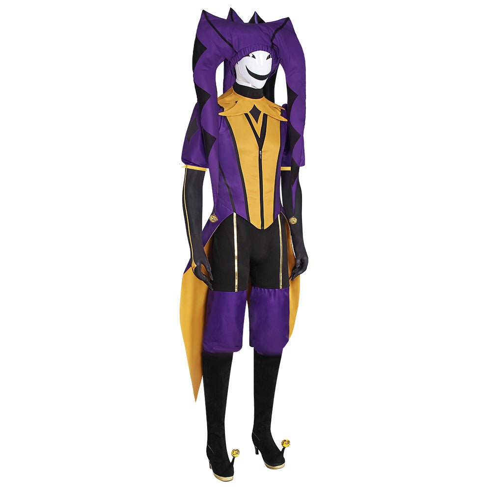 Freak Circus Jester Full Cosplay Costume Halloween Pierrot Harlequin Outfit for Otome Game Fans - Coscosmos