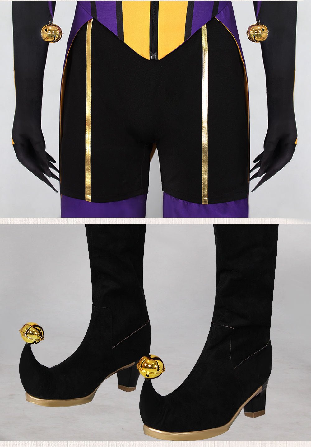 Freak Circus Jester Full Cosplay Costume Halloween Pierrot Harlequin Outfit for Otome Game Fans - Coscosmos