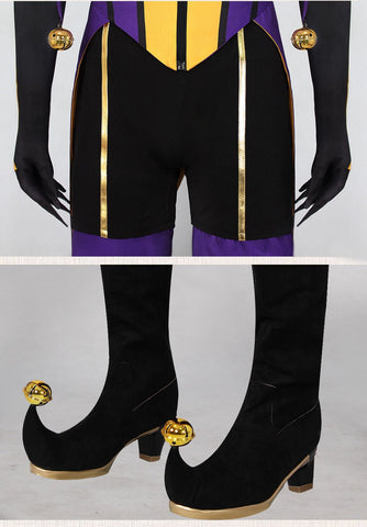 Freak Circus Jester Full Cosplay Costume Halloween Pierrot Harlequin Outfit for Otome Game Fans - Coscosmos