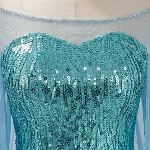 Frozen Elsa Cosplay Costume, Princess Dress with Cape Full Set - Coscosmos