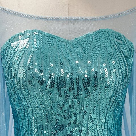 Frozen Elsa Cosplay Costume, Princess Dress with Cape Full Set - Coscosmos