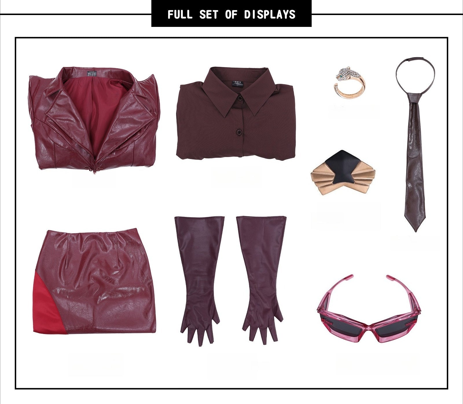 Gabby's Dollhouse: The Movie Lady Cat Reddish Brown Leather Outfit Cosplay Costume - Coscosmos