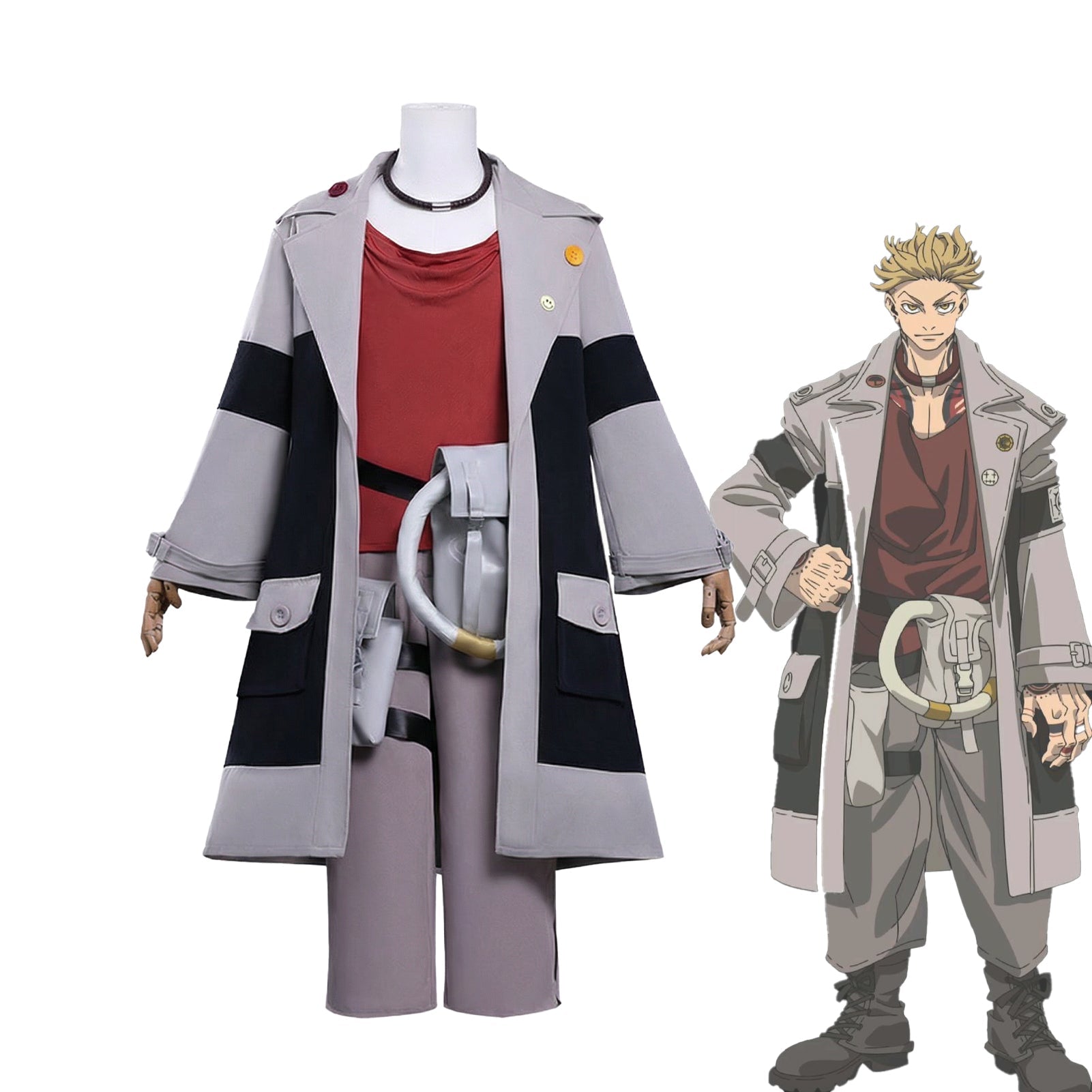 Gachiakuta Rude Enji Cosplay Costume Full Set with Wig for Men and Women - Coscosmos