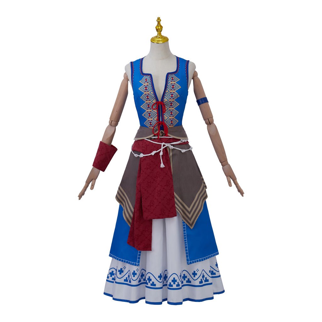 Game Keira Metz Cosplay Costume Women Retro Ethnic Printed Sleeveless Top Skirts Suits Halloween Carnival Battle Dress - Coscosmos