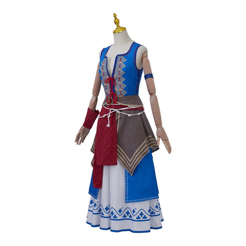 Game Keira Metz Cosplay Costume Women Retro Ethnic Printed Sleeveless Top Skirts Suits Halloween Carnival Battle Dress - Coscosmos