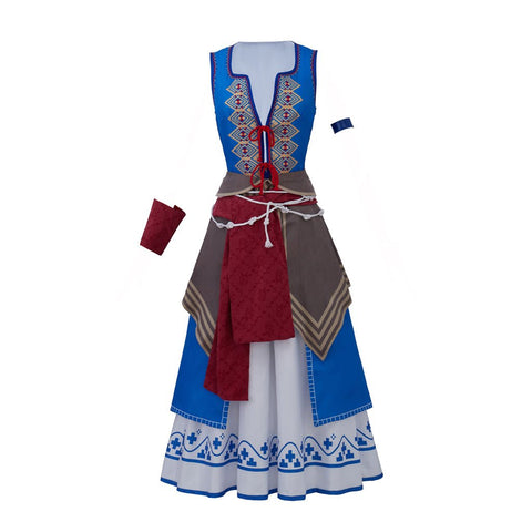 Game Keira Metz Cosplay Costume Women Retro Ethnic Printed Sleeveless Top Skirts Suits Halloween Carnival Battle Dress - Coscosmos