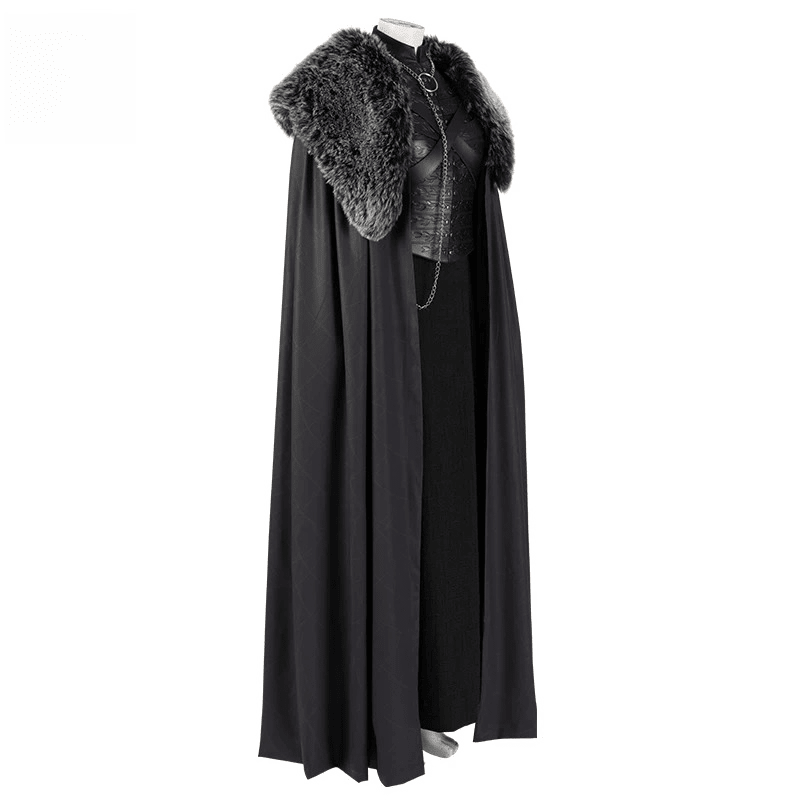 Game of Thrones Season 8 Sansa Stark Cosplay Full Set Outfit, A Song of Ice and Fire Same Style Medieval Costume for Women - Coscosmos