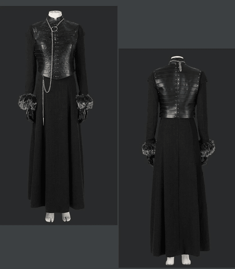 Game of Thrones Season 8 Sansa Stark Cosplay Full Set Outfit, A Song of Ice and Fire Same Style Medieval Costume for Women - Coscosmos