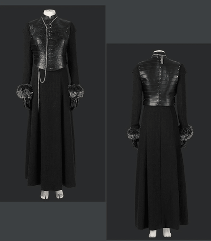 Game of Thrones Season 8 Sansa Stark Cosplay Full Set Outfit, A Song of Ice and Fire Same Style Medieval Costume for Women - Coscosmos