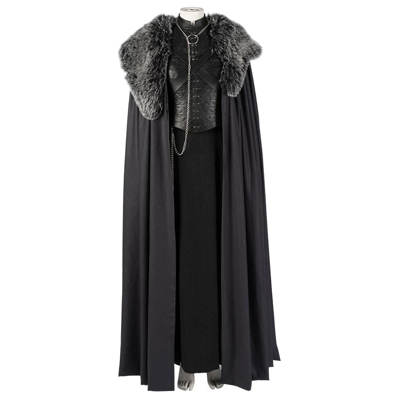Game of Thrones Season 8 Sansa Stark Cosplay Full Set Outfit, A Song of Ice and Fire Same Style Medieval Costume for Women - Coscosmos