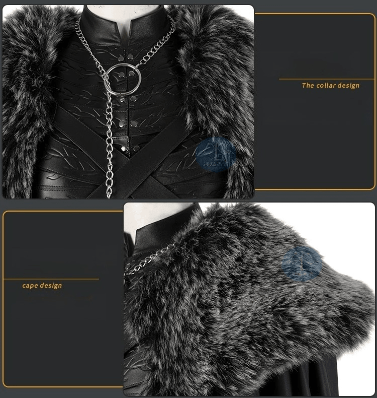 Game of Thrones Season 8 Sansa Stark Cosplay Full Set Outfit, A Song of Ice and Fire Same Style Medieval Costume for Women - Coscosmos