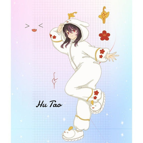 Genshin Impact Hu Tao Zhongli Anime Cosplay Plush Onesie Pajamas Funny Unisex Winter Costume Halloween Party Outfit - Coscosmos