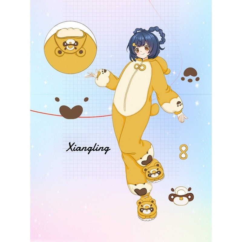 Genshin Impact Hu Tao Zhongli Anime Cosplay Plush Onesie Pajamas Funny Unisex Winter Costume Halloween Party Outfit - Coscosmos