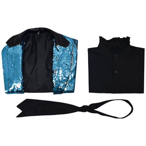 Ghost Band Cosplay Costume, Shiny Sequin Suit, Rock Singer Stage Outfit, Halloween Party Dark Ghost Themed Formal Blazer for Performance - Coscosmos