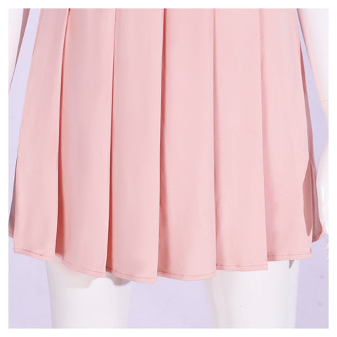 Glinda Pink Short Dress with Bow - Wicked Witch Cosplay Costume for Halloween Party - Coscosmos