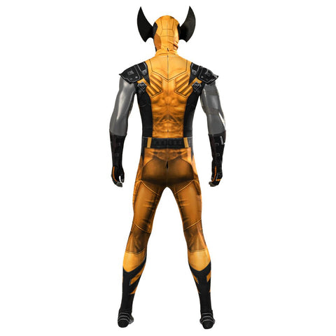 Golden Wolf Zentai Cosplay Costume – Futuristic Hero Halloween Roleplay Suit with Claw Accessories - Coscosmos