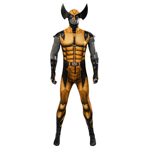 Golden Wolf Zentai Cosplay Costume – Futuristic Hero Halloween Roleplay Suit with Claw Accessories - Coscosmos