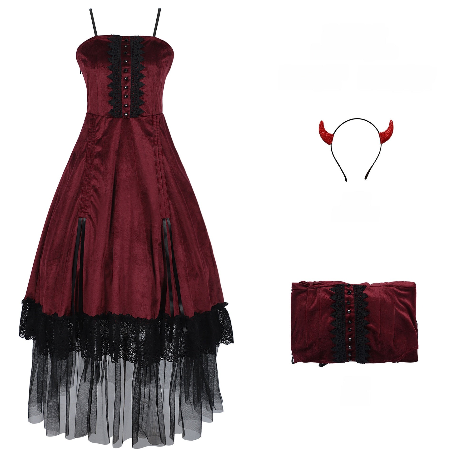 Gothic Dark Fantasy Vampire Duchess Cosplay Costume for Halloween Party Role Play - Coscosmos
