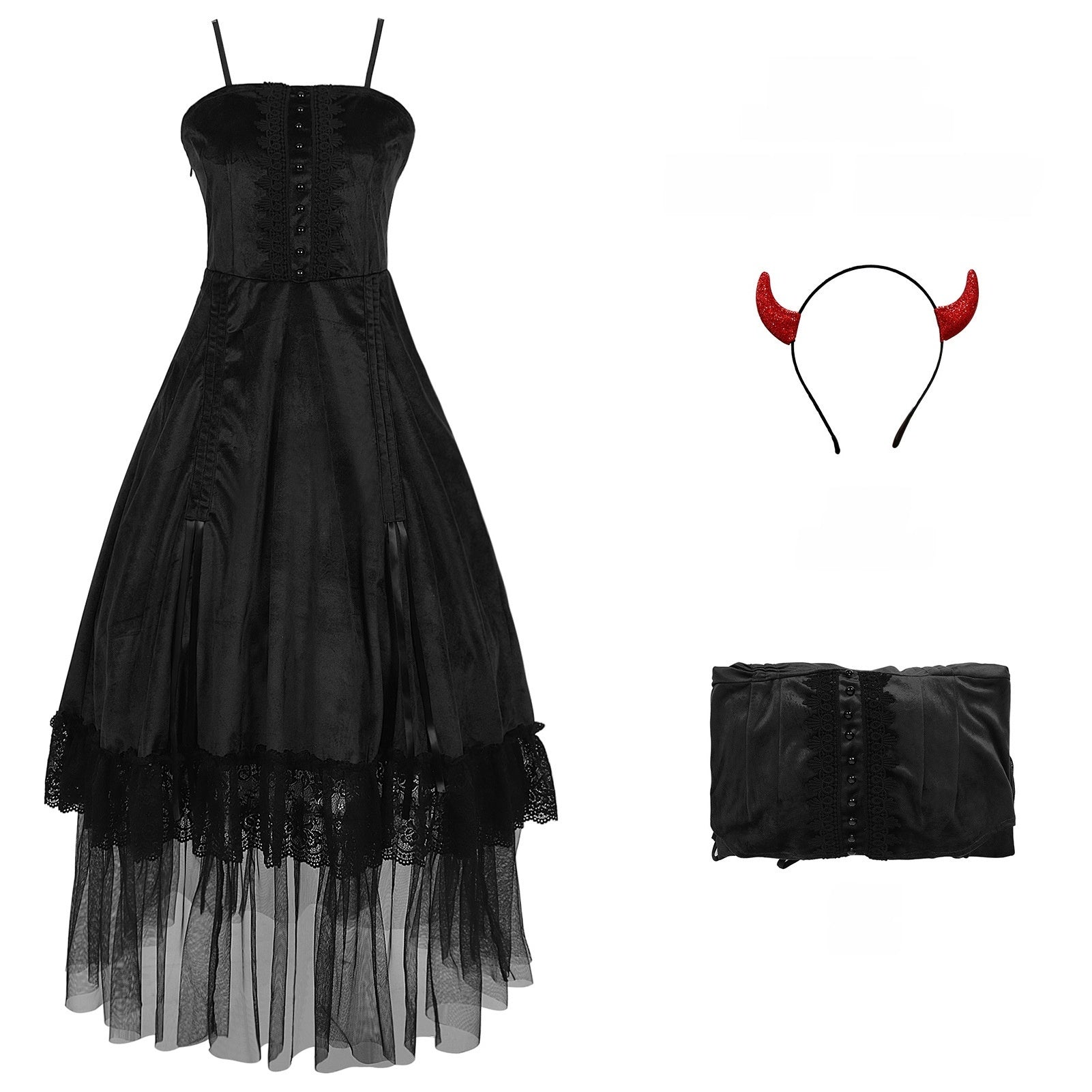 Gothic Dark Fantasy Vampire Duchess Cosplay Costume for Halloween Party Role Play - Coscosmos