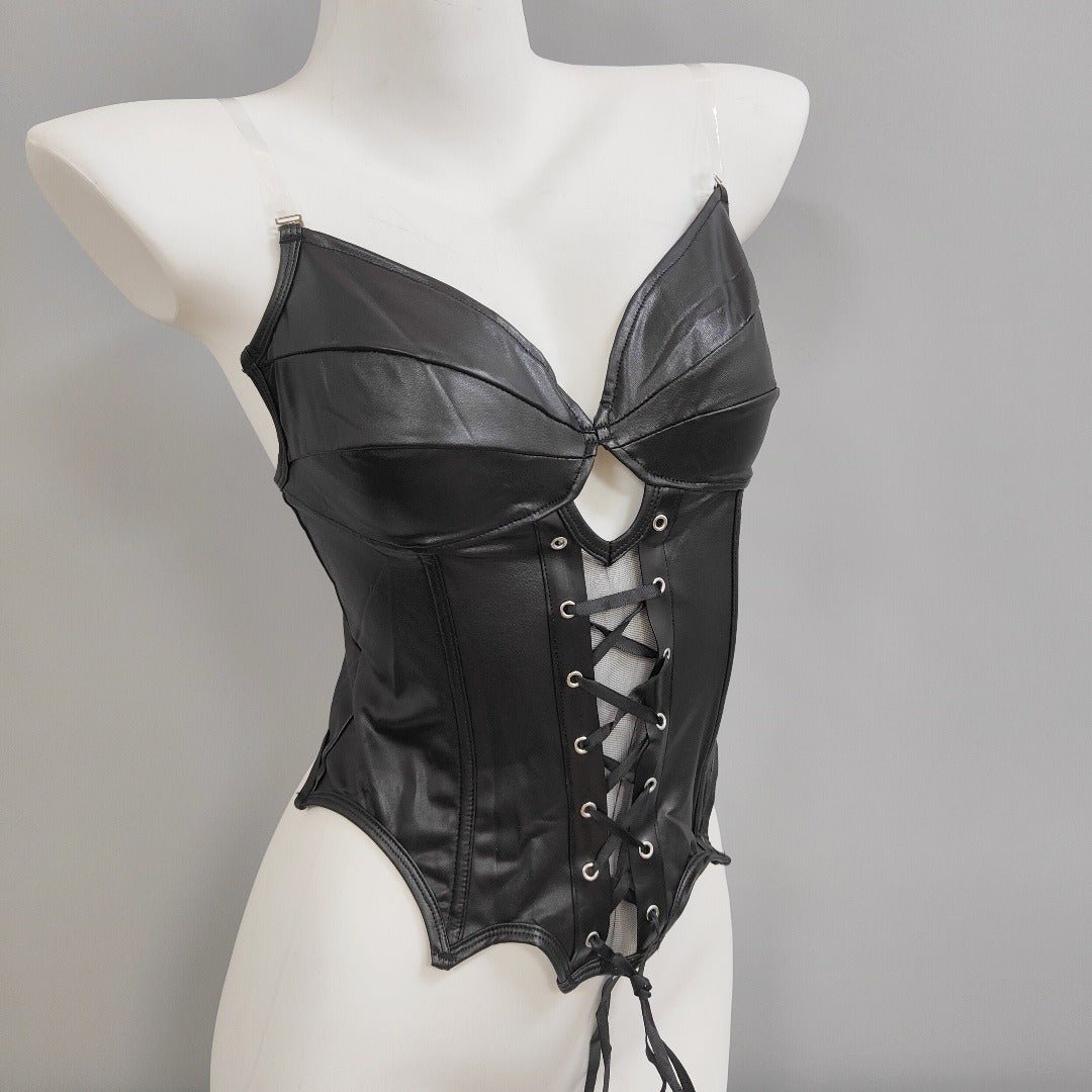 Gothic Punk 3 Styles Printed PU Boned Corsage Cami Top - Coscosmos
