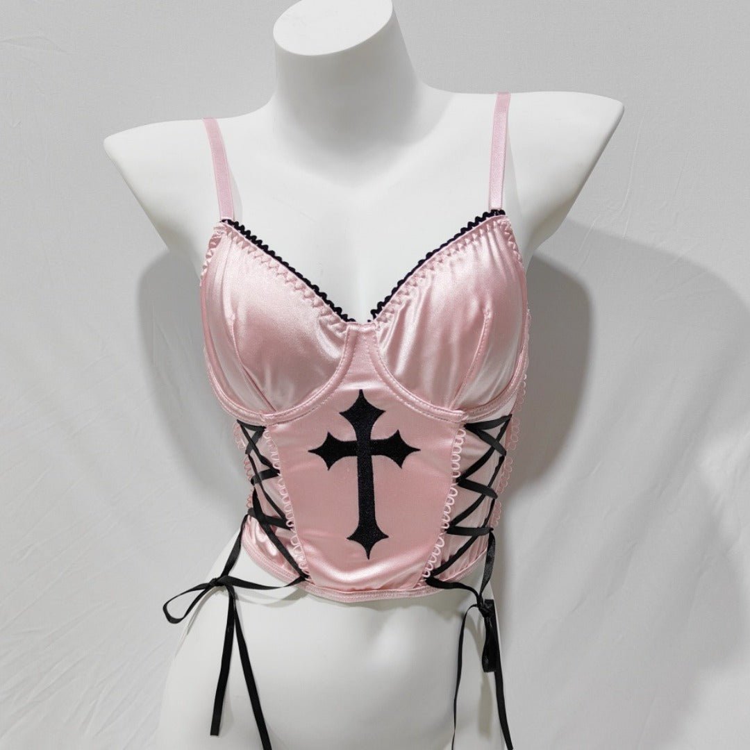Gothic Punk 3 Styles Printed PU Boned Corsage Cami Top - Coscosmos