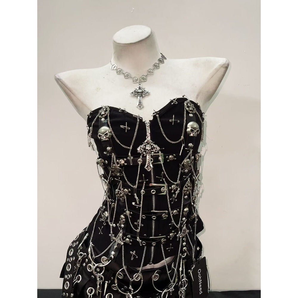 Gothic Punk Y2K Camisole Vest, Skirt cosplay costume - Coscosmos