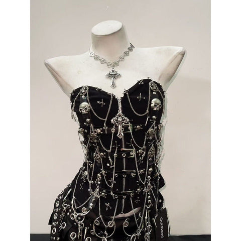 Gothic Punk Y2K Camisole Vest, Skirt cosplay costume - Coscosmos