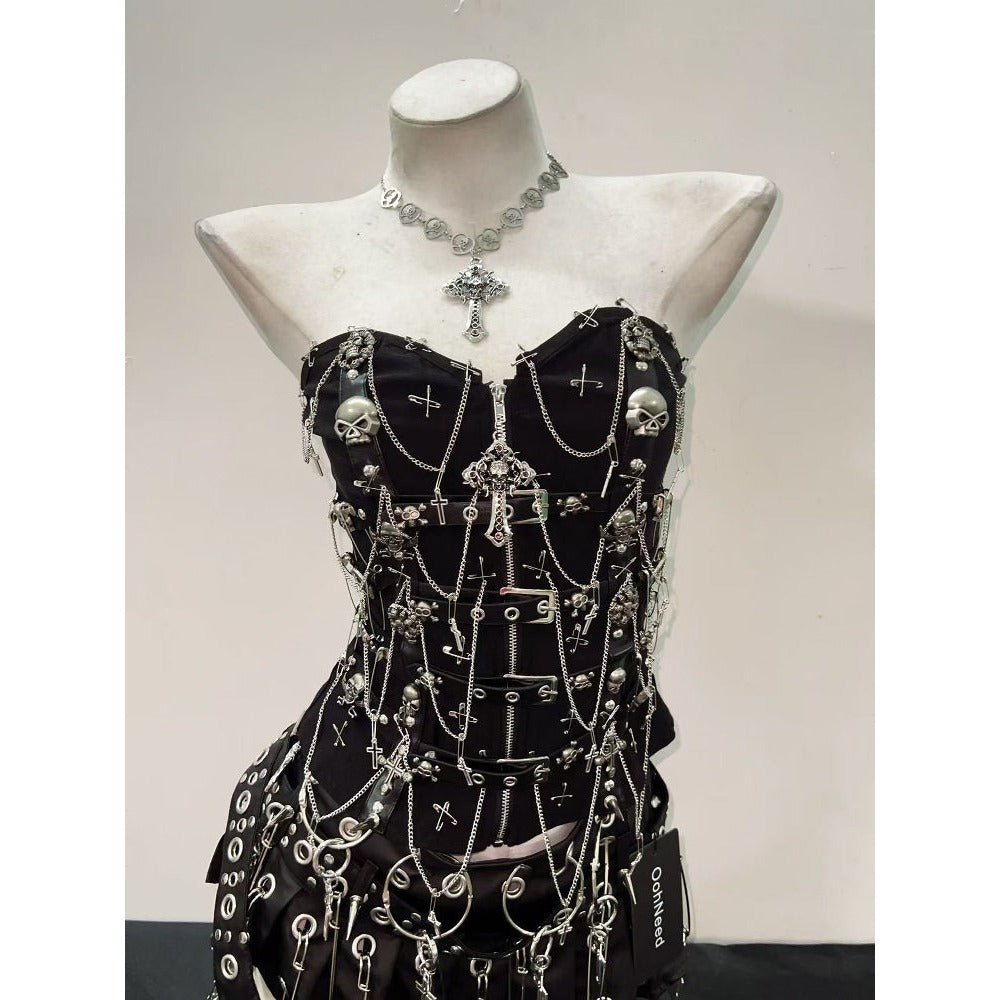 Gothic Punk Y2K Camisole Vest, Skirt cosplay costume - Coscosmos