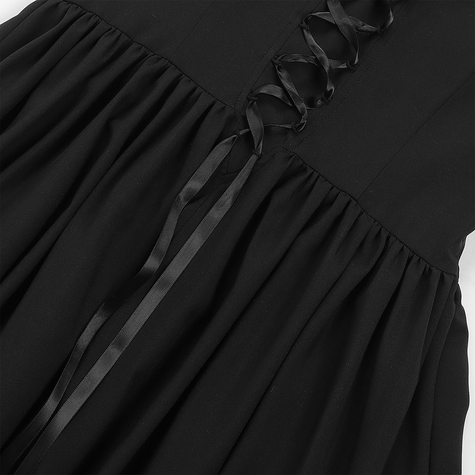 Gothic Retro Square - Neck Flared Sleeve Lace Maxi Dress - Coscosmos