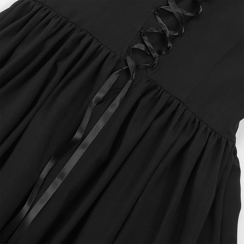 Gothic Retro Square - Neck Flared Sleeve Lace Maxi Dress - Coscosmos