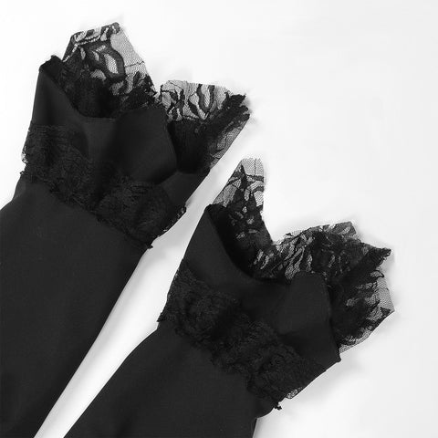 Gothic Retro Square - Neck Flared Sleeve Lace Maxi Dress - Coscosmos