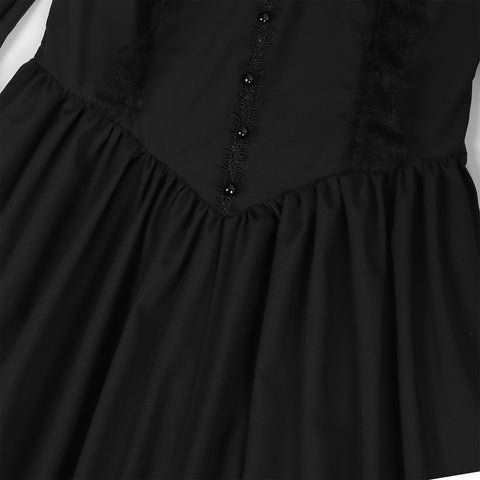 Gothic Retro Square - Neck Flared Sleeve Lace Maxi Dress - Coscosmos