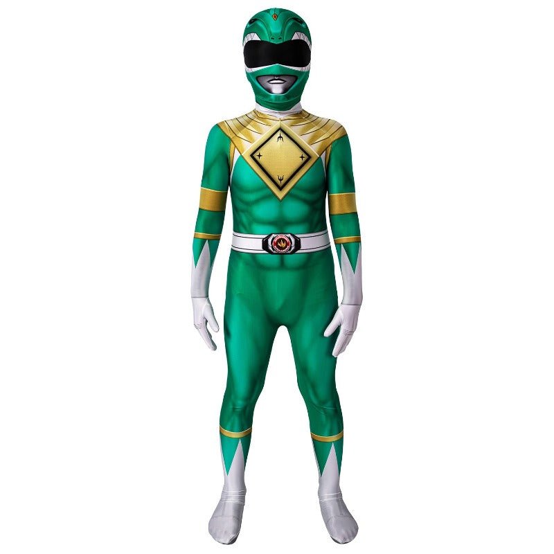 Green Ranger Cosplay Suit Power Rangers HQ Printed Spandex Costume for Kids - Coscosmos