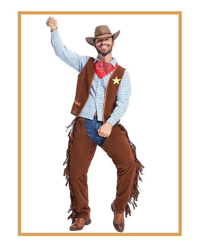 Halloween Costume Pioneer Texas Western Cowboy Suit for Men - Amazon Cross - border Sourcing - Coscosmos