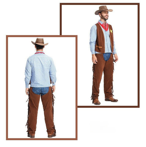Halloween Costume Pioneer Texas Western Cowboy Suit for Men - Amazon Cross - border Sourcing - Coscosmos