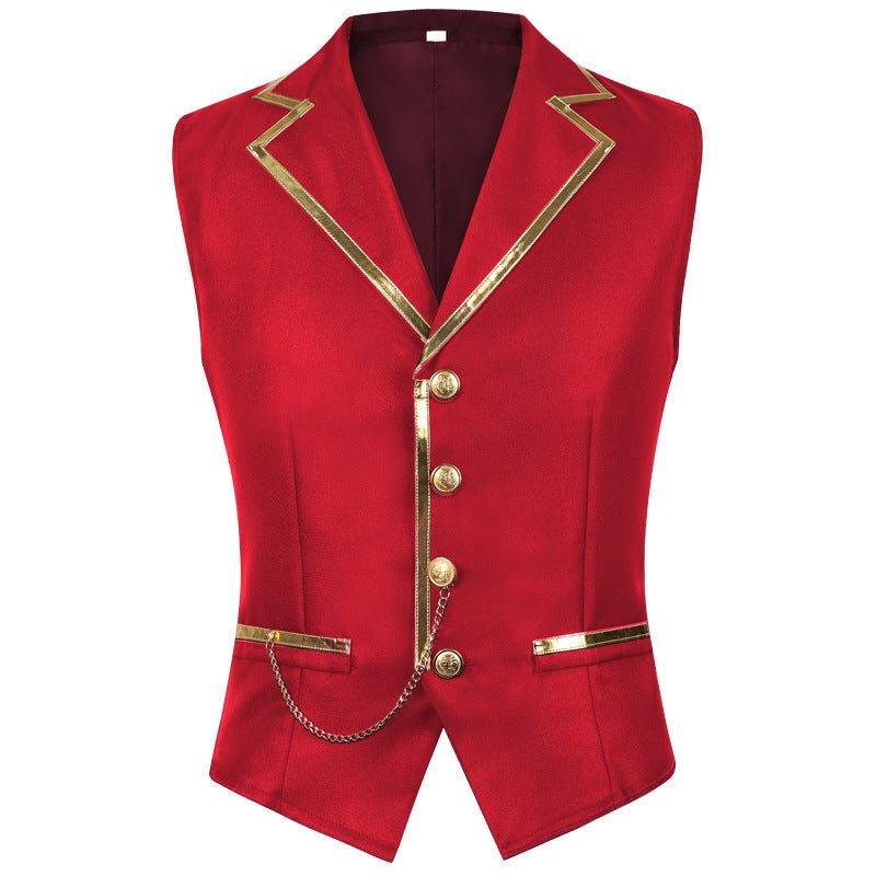 Halloween European and American Medieval Single - Breasted Vest Retro Men's Formal Dress Gold - Edged Vest - Coscosmos