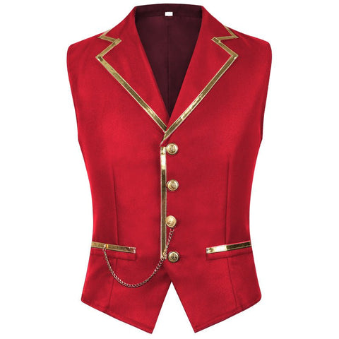 Halloween European and American Medieval Single - Breasted Vest Retro Men's Formal Dress Gold - Edged Vest - Coscosmos