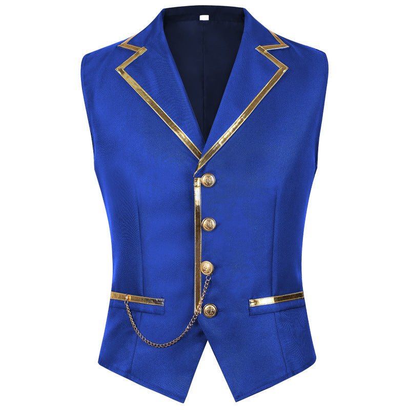 Halloween European and American Medieval Single - Breasted Vest Retro Men's Formal Dress Gold - Edged Vest - Coscosmos