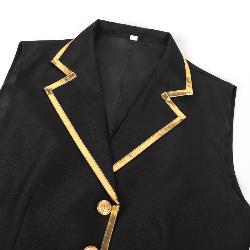 Halloween European and American Medieval Single - Breasted Vest Retro Men's Formal Dress Gold - Edged Vest - Coscosmos