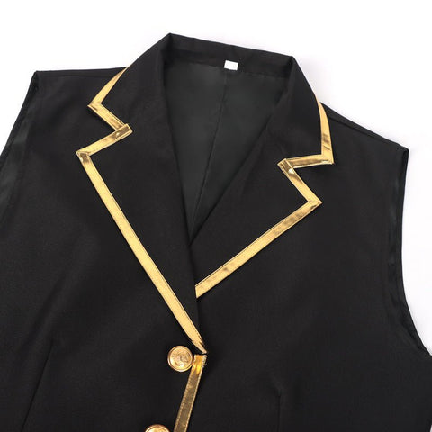 Halloween European and American Medieval Single - Breasted Vest Retro Men's Formal Dress Gold - Edged Vest - Coscosmos