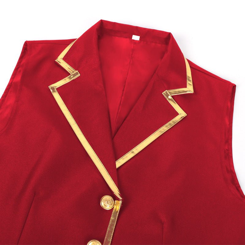 Halloween European and American Medieval Single - Breasted Vest Retro Men's Formal Dress Gold - Edged Vest - Coscosmos
