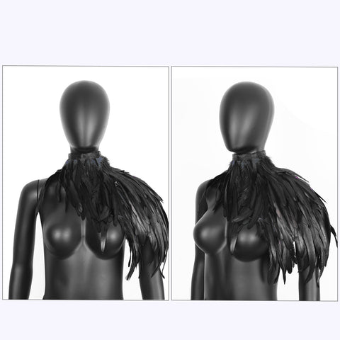Halloween Feather Cape Cloak Costume Accessory for Cosplay and Parties - Coscosmos