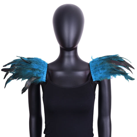 Halloween Feather Shoulder Cape Gothic Role - Play Accessory for Cosplay - Coscosmos