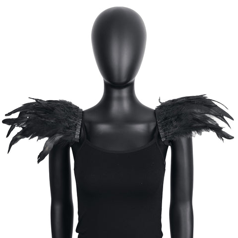 Halloween Feather Shoulder Cape Gothic Role - Play Accessory for Cosplay - Coscosmos