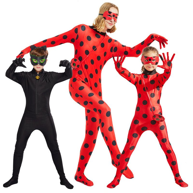 Halloween Ladybug & Cat Noir Costume for Kids - Adorable Ladybug Onesie - Coscosmos