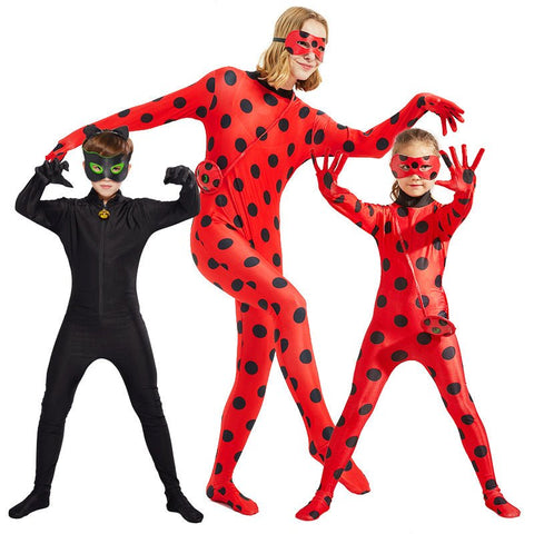 Halloween Ladybug & Cat Noir Costume for Kids - Adorable Ladybug Onesie - Coscosmos