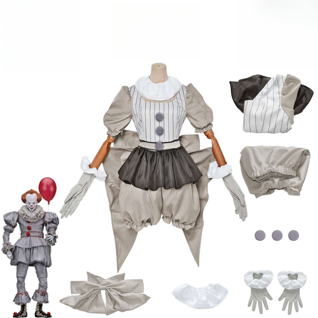 Halloween Pennywise Cosplay Costume - IT Chapter Two Clown Outfit - Coscosmos