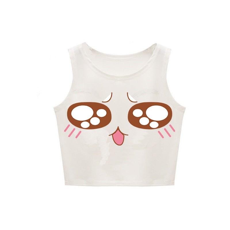 Harajuku Kawaii 3D Print Gradient Crop Top – Stretchy & Stylish - Coscosmos