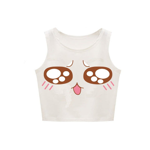 Harajuku Kawaii 3D Print Gradient Crop Top – Stretchy & Stylish - Coscosmos