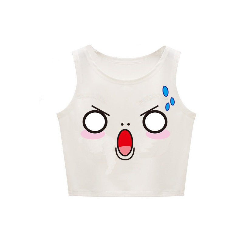 Harajuku Kawaii 3D Print Gradient Crop Top – Stretchy & Stylish - Coscosmos